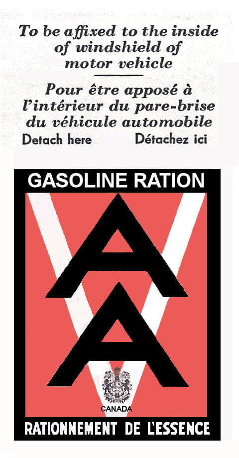 1944-45AA Gas Ration Sticker CANADA